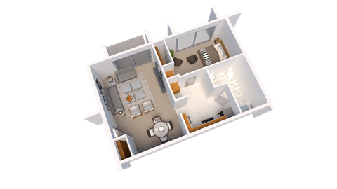 1 Bed 1 Bath 680 Sq.Ft. Floor Plan at Arbor Pointe Townhomes, Battle Creek